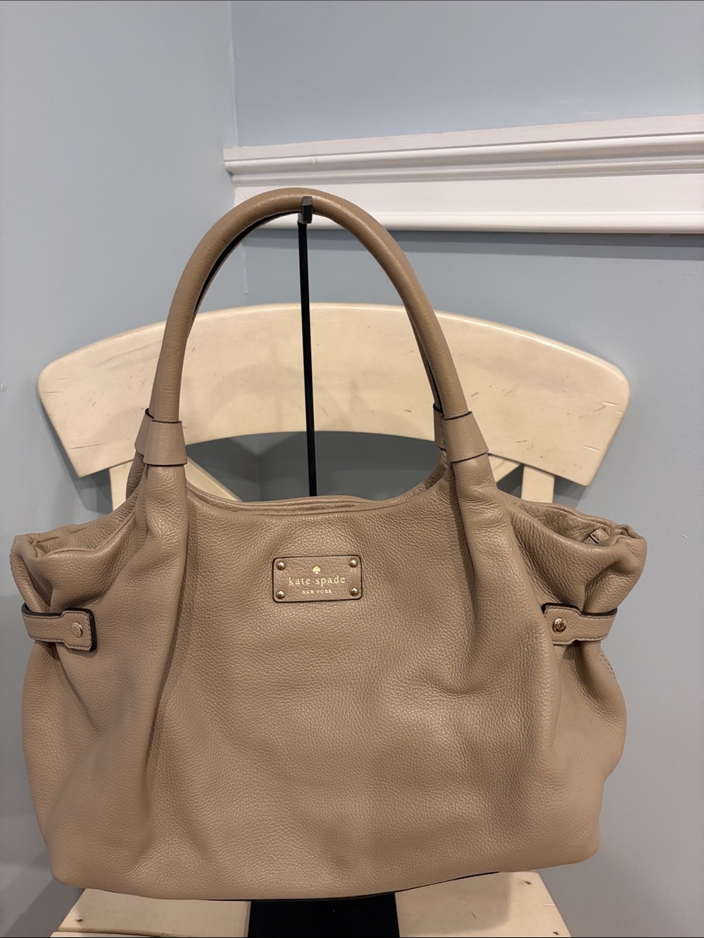 kate spade Taupe Pebbled Leather Shoulder Bag